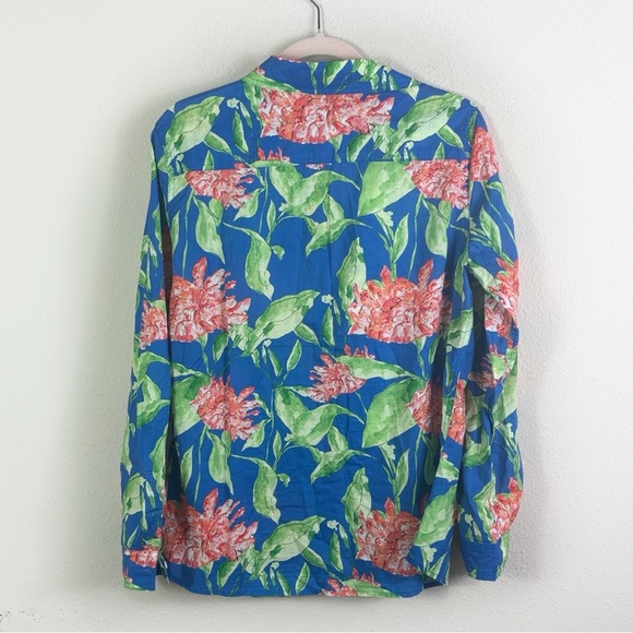 J.McLaughlin Lois Blouse Peony Bloom Floral Button Down Shirt 100% cotton size L - Picture 7 of 7
